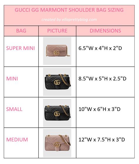 gucci marmont bag sizes